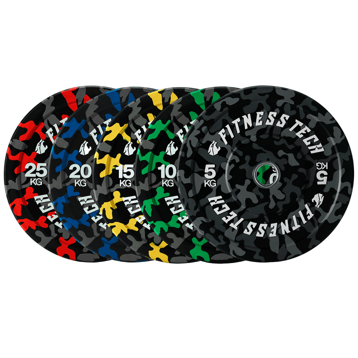 Lot de 150kg Disque Bumper Plate Camouflage Flecks Haute Résistance