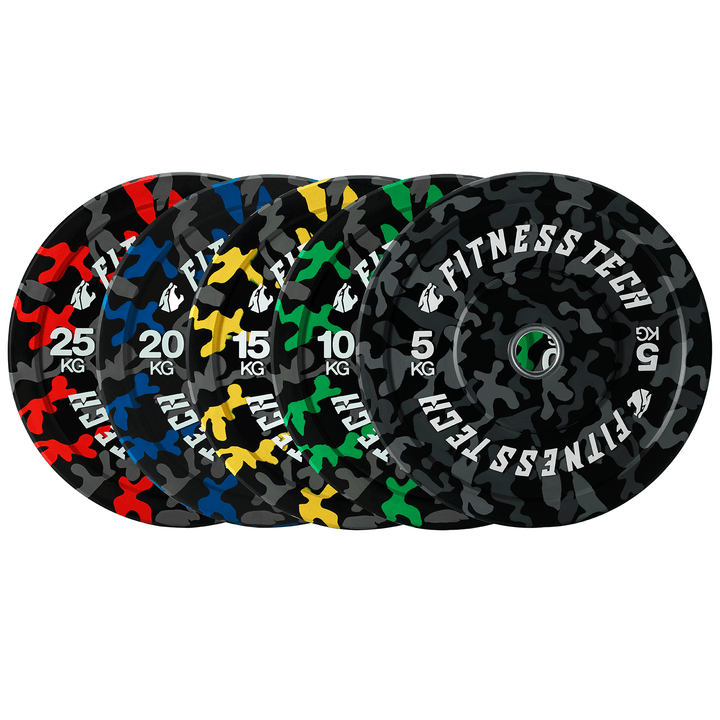 Lot de 150kg Disque Bumper Plate Camouflage Flecks Haute Résistance
