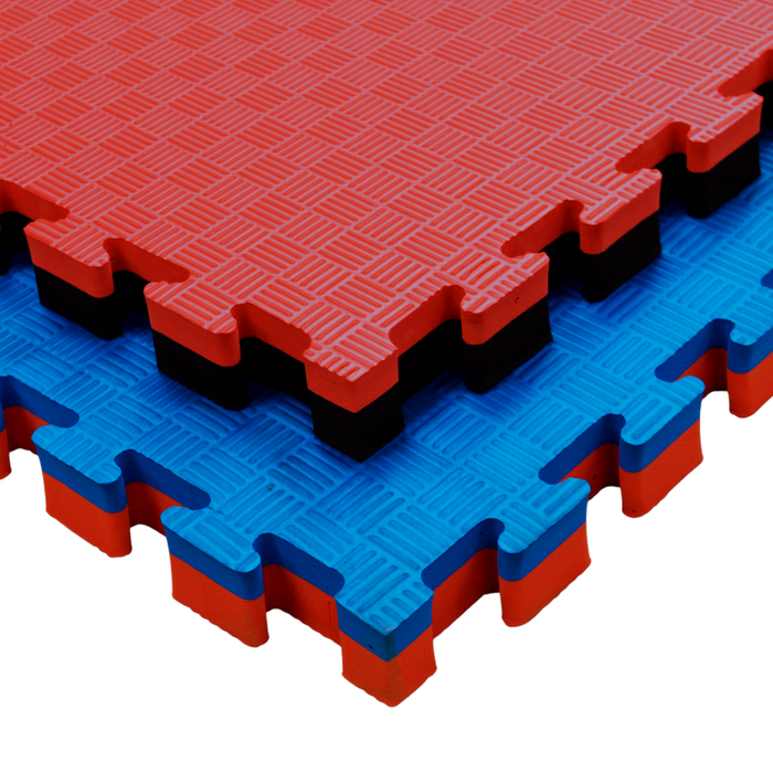 Puzzle Professionnel Tatami 100x100x4 cm Bleu et Rouge
